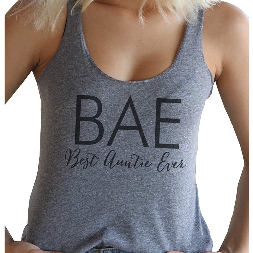 Grey BAE Best Auntie Ever Racerback Tank